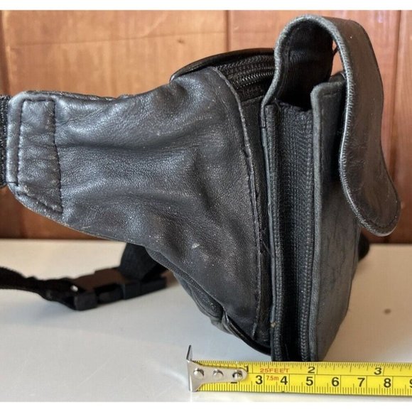Fanny Pack Travel Waist Bag Black Leather - Picture 8 of 8